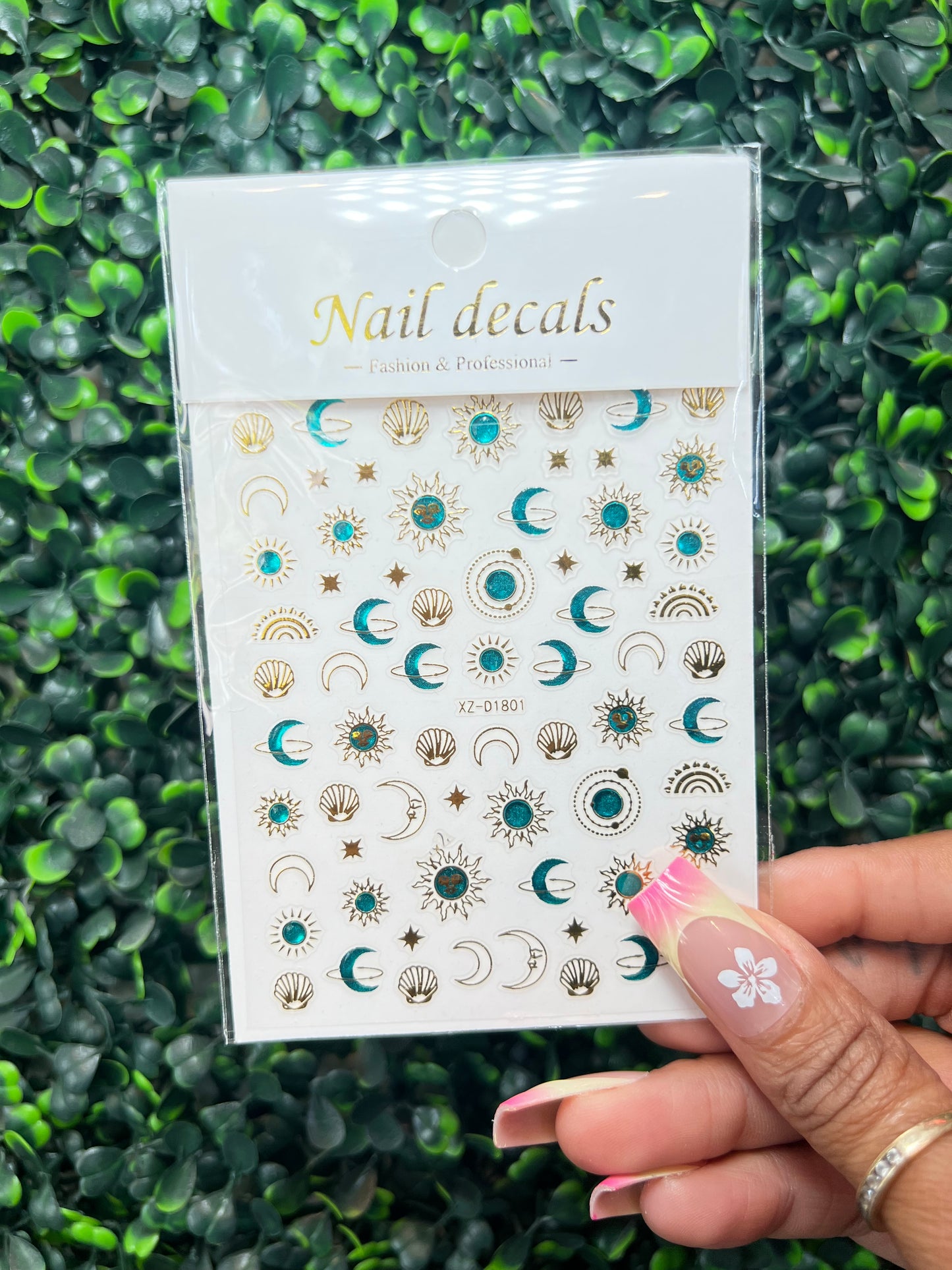 NAIL STICKERS/ GOLD AND BLUE GALAXY JELLY