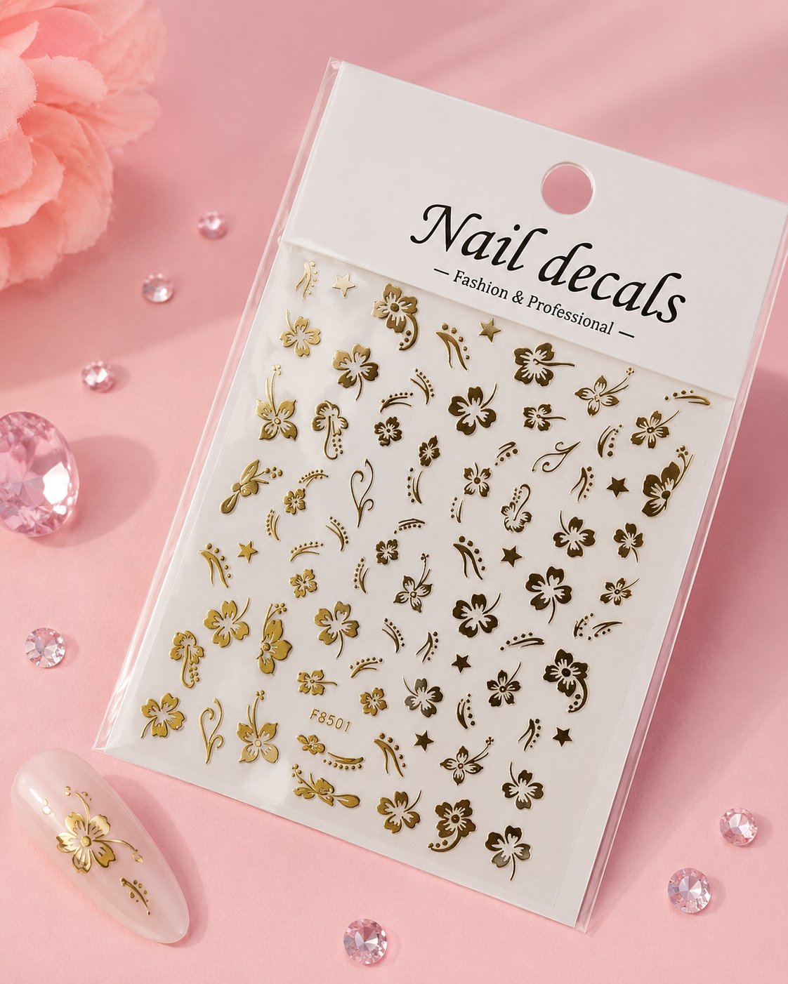 Nail Stickers – Gold Hawaiian Flower