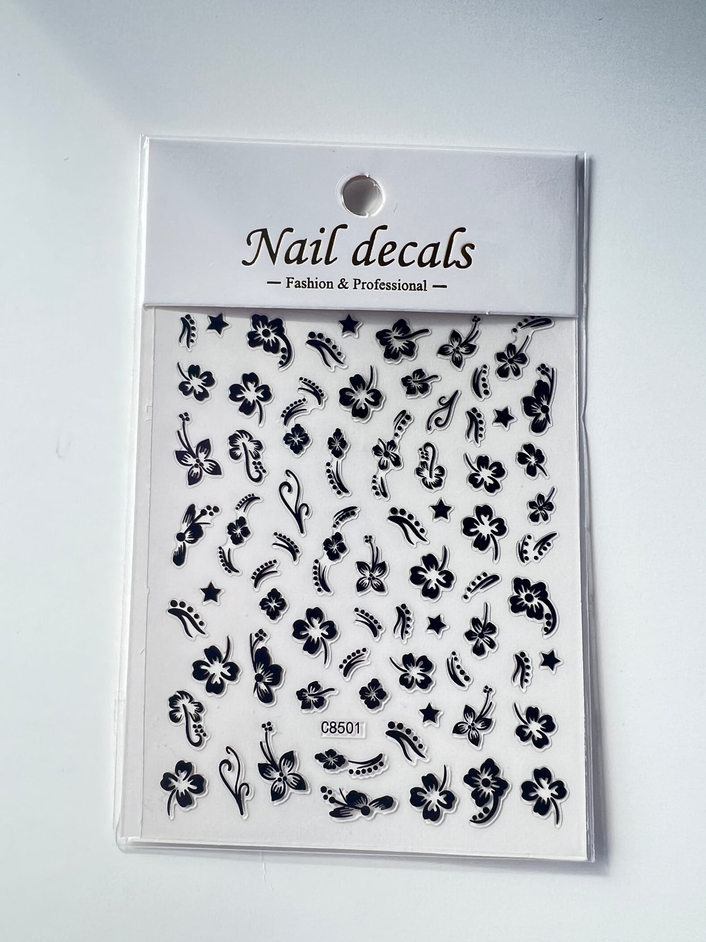 NAIL STICKERS/BLACK HAWAIIAN FLOWER