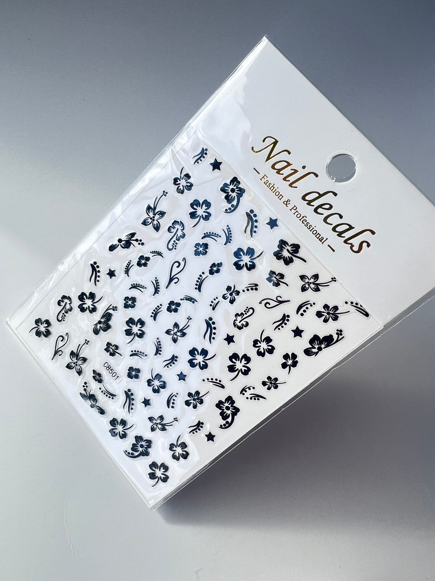 NAIL STICKERS/BLACK HAWAIIAN FLOWER