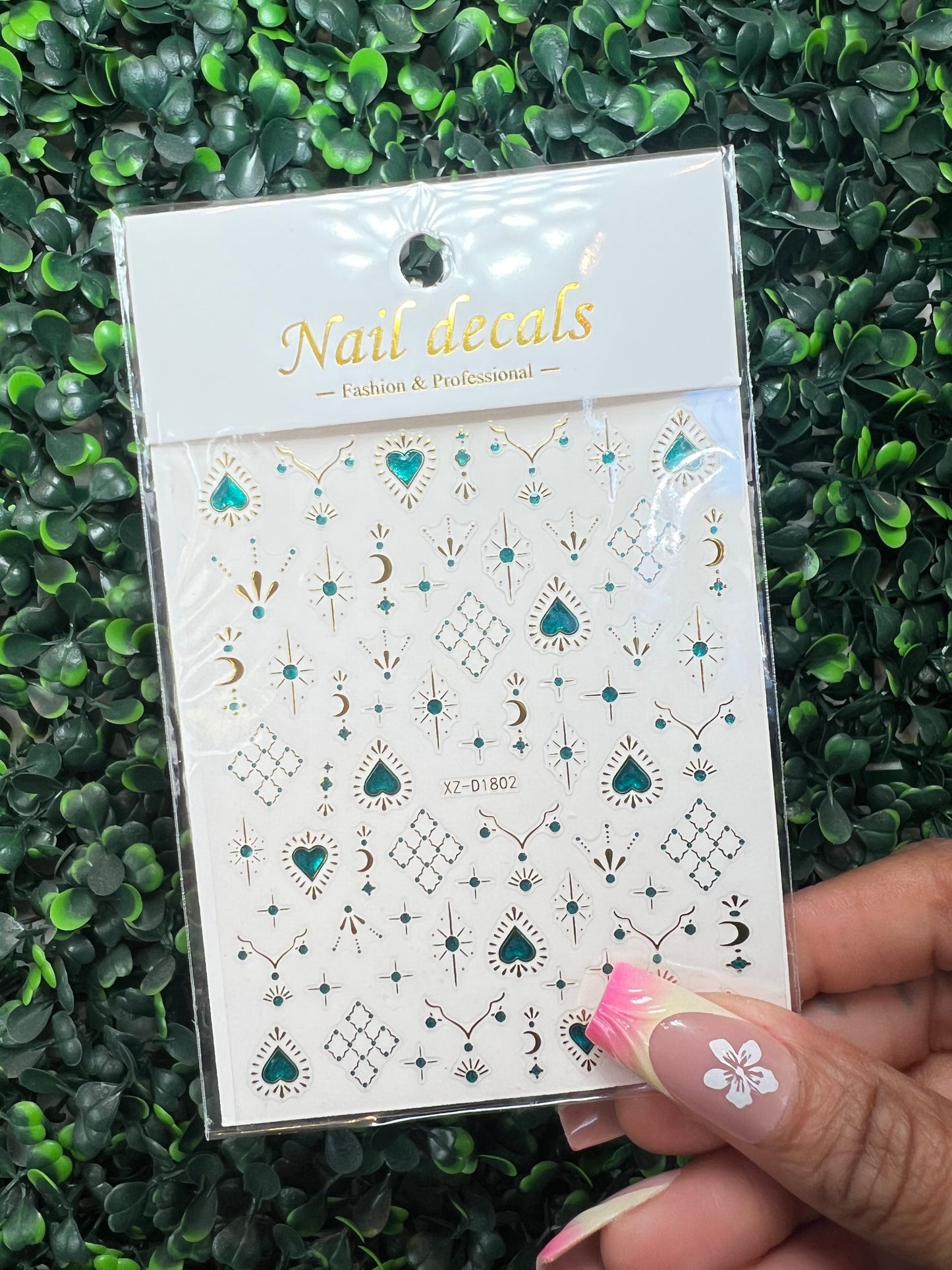 NAIL STICKERS/ GOLD AND BLUE GALAXY JELLY