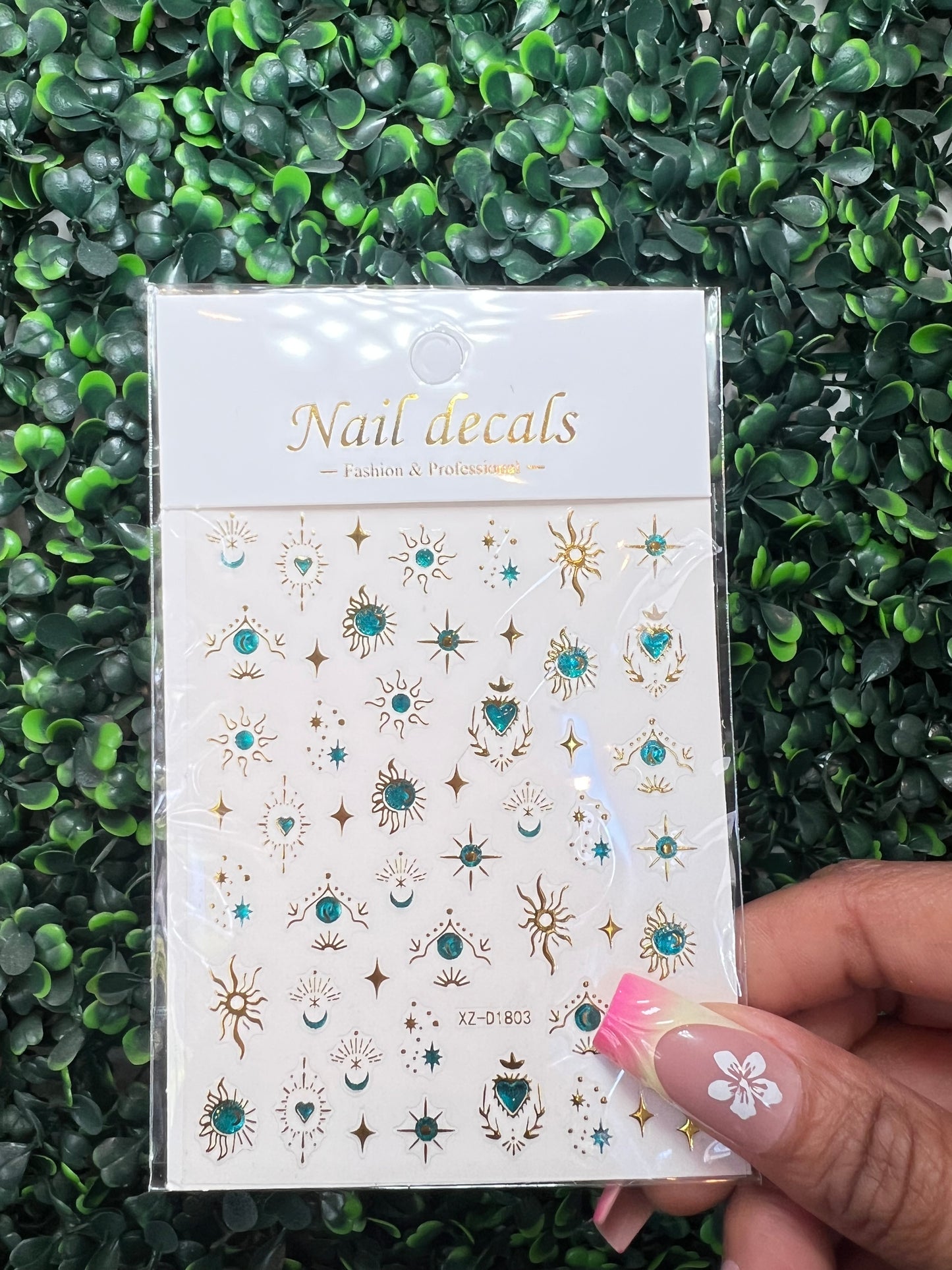 NAIL STICKERS/ GOLD AND BLUE GALAXY JELLY