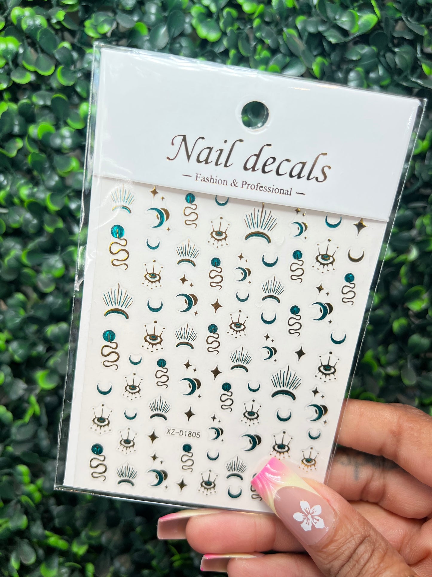 NAIL STICKERS/ GOLD AND BLUE GALAXY JELLY