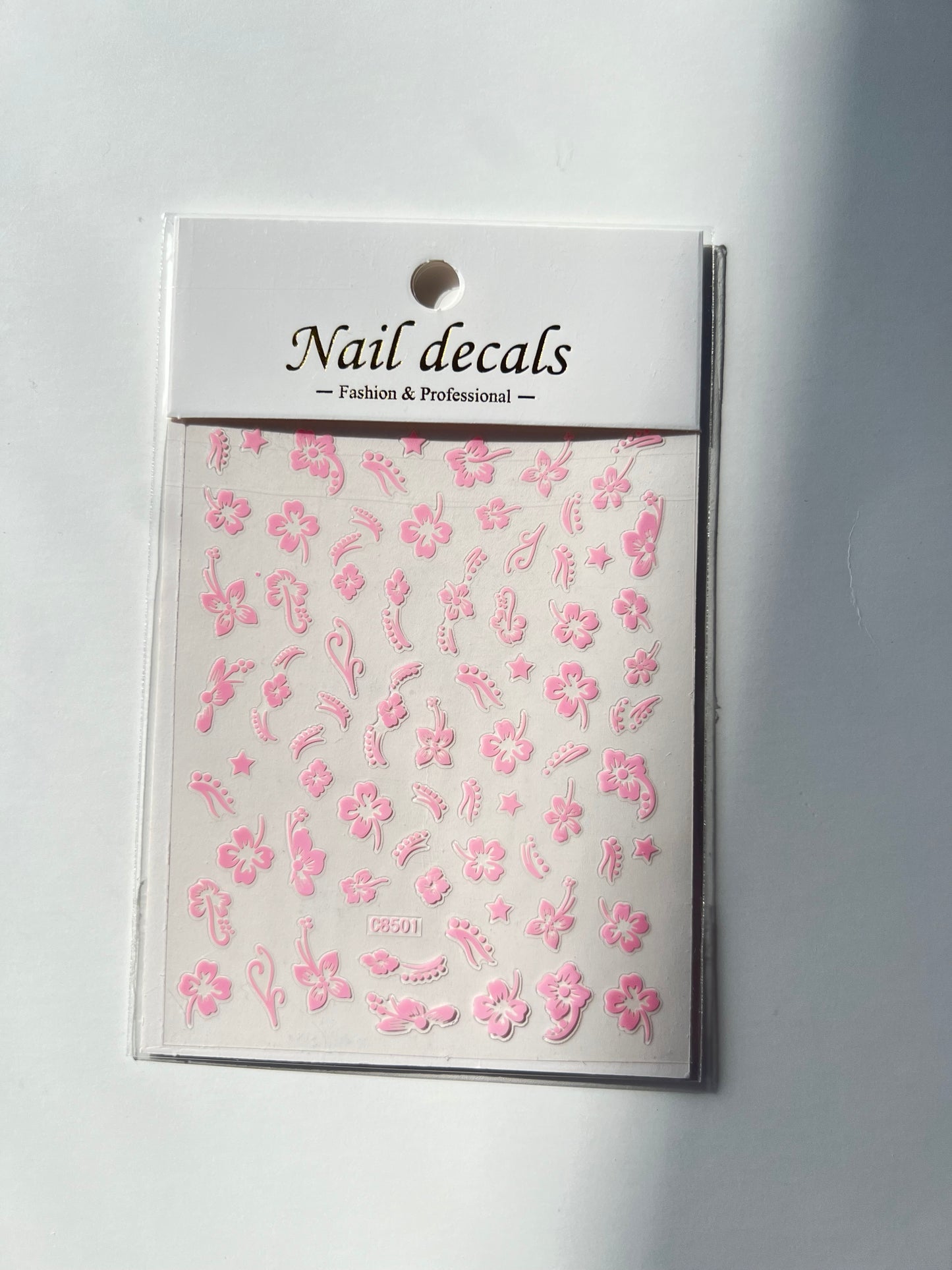 NAIL STICKERS/PINK HAWAIIAN FLOWER