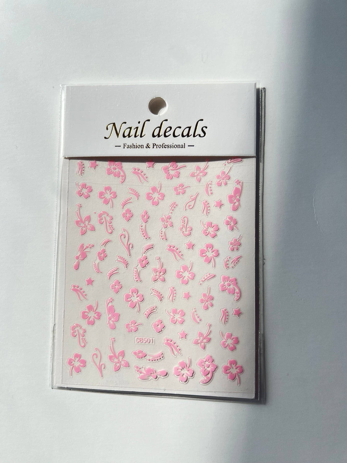 NAIL STICKERS/PINK HAWAIIAN FLOWER