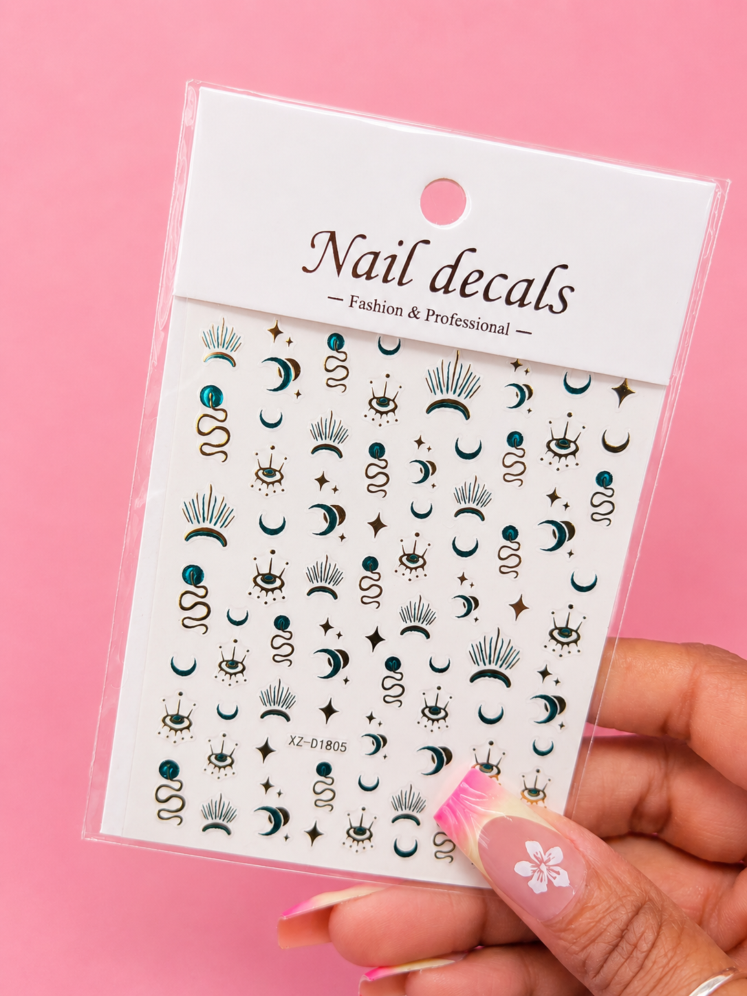 NAIL STICKERS/ GOLD  AND BLUE GALAXY JELLY