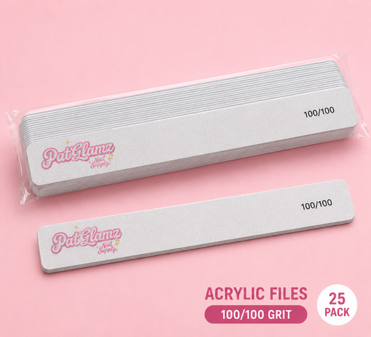 Acrylic Nail File- 100/100 Grit Rectangle (25-Pack)