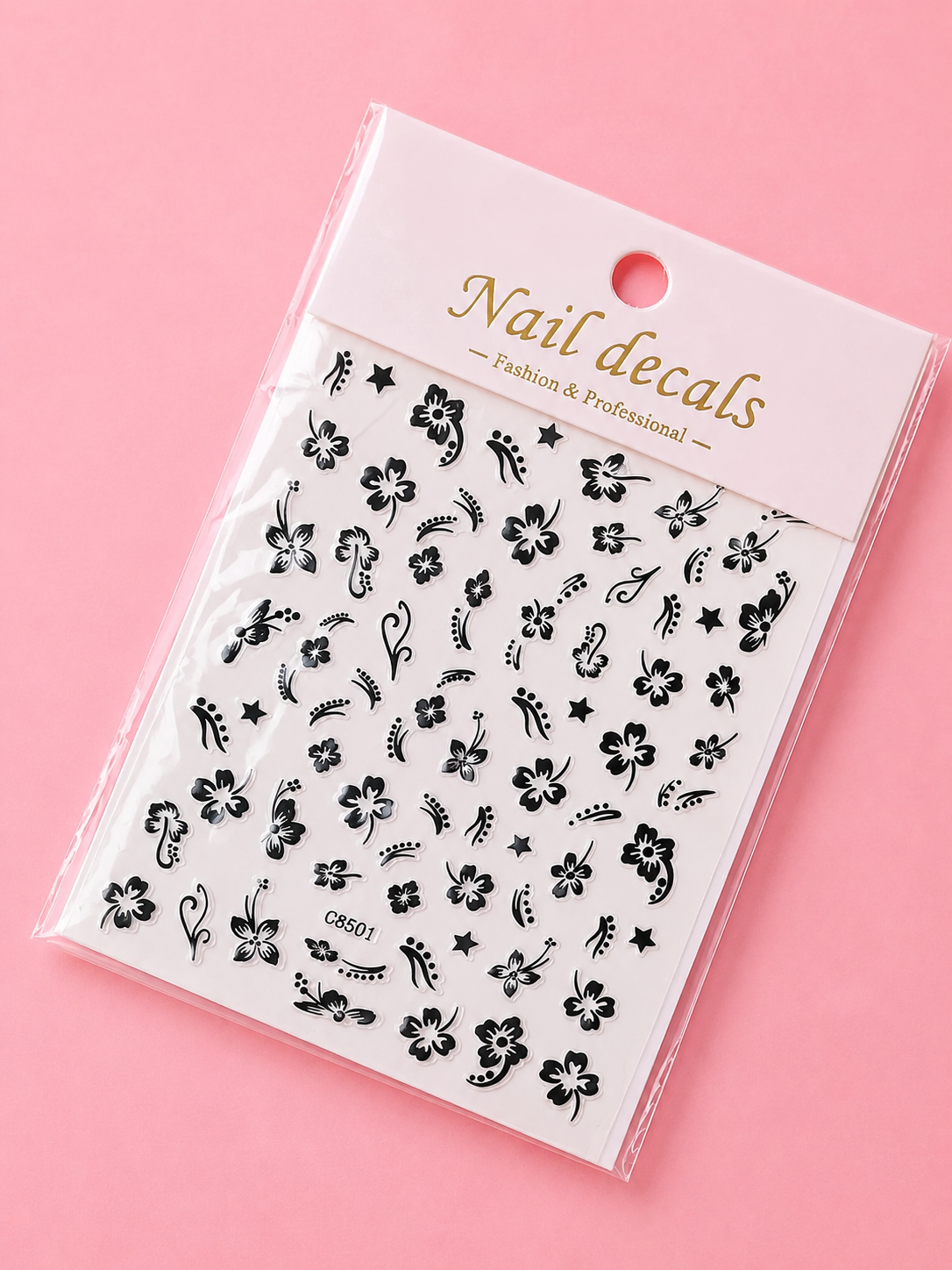 NAIL STICKERS/BLACK HAWAIIAN FLOWER