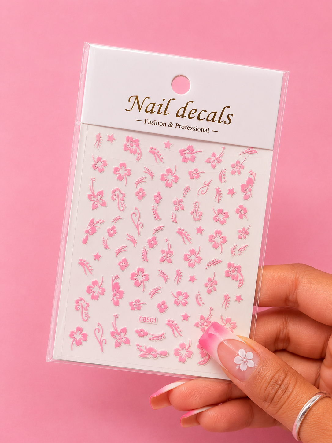 Nail Stickers – Pink Hawaiian Flower